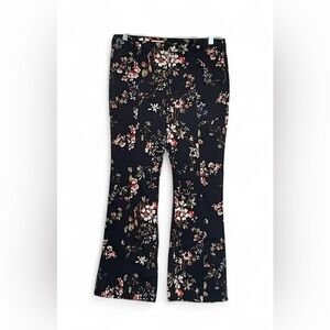 Pilcro by Antropologie Pants 31 The Demilune Boot Floral Print Retro Boho Black